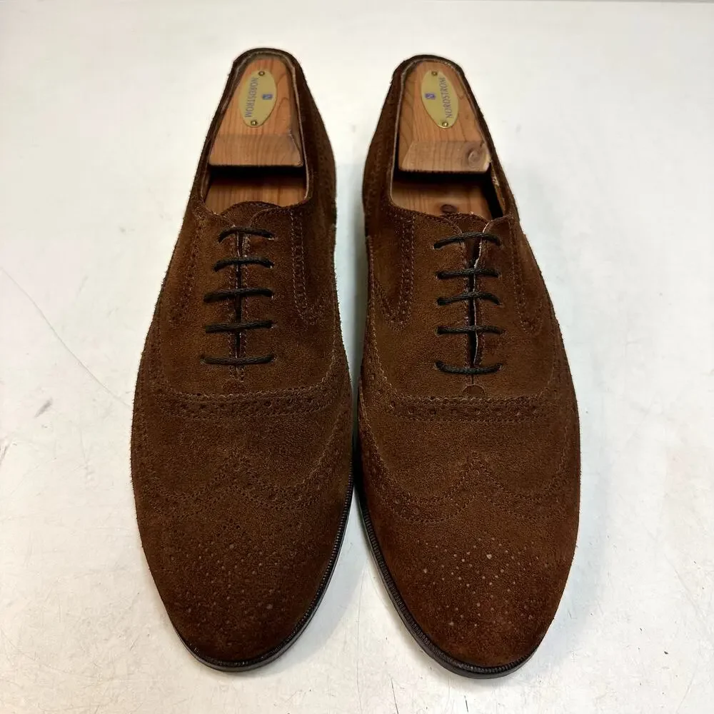 EXCELLENT Polo Ralph Lauren Snuff Suede Wingtip Brogue Made in Italy US 9 D